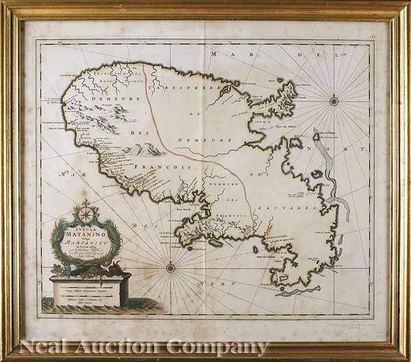 Appraisal: Antique Map of Martinique Insula Matanino vulgo Martanico by Nicolaes