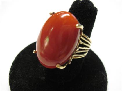 Appraisal: Yellow gold and red coral ring th century