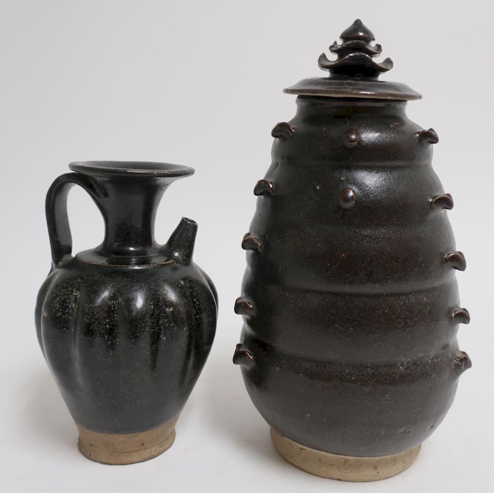 Appraisal: Song Black Glazed Lobed Jar Rare Henan black glazed lobed