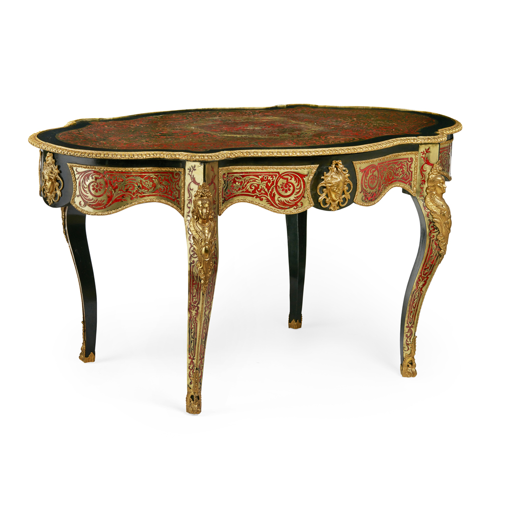 Appraisal: YVICTORIAN BOULLE MARQUETRY AND EBONISED CENTRE TABLE LATE TH CENTURY