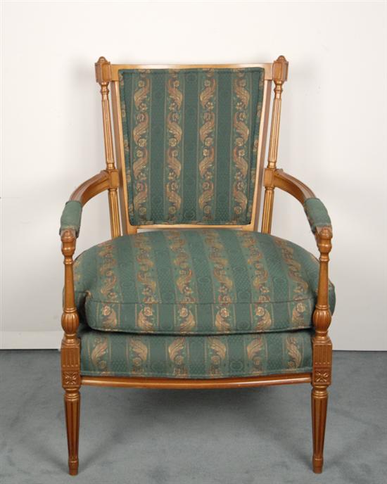 Appraisal: A French Directoire-style Fauteuil having a molded frame with squared