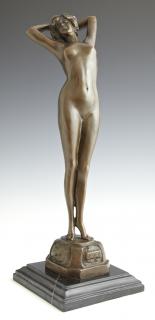 Appraisal: French Art Deco Bronze Female Figure of The Awake French