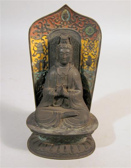 Appraisal: Chinese copper and enamel Quanyin Qing dynasty Depicting the goddess