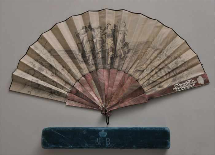 Appraisal: TWO NAPOLEONIC SOUVENIRS Comprising a fan with six dancing maidens