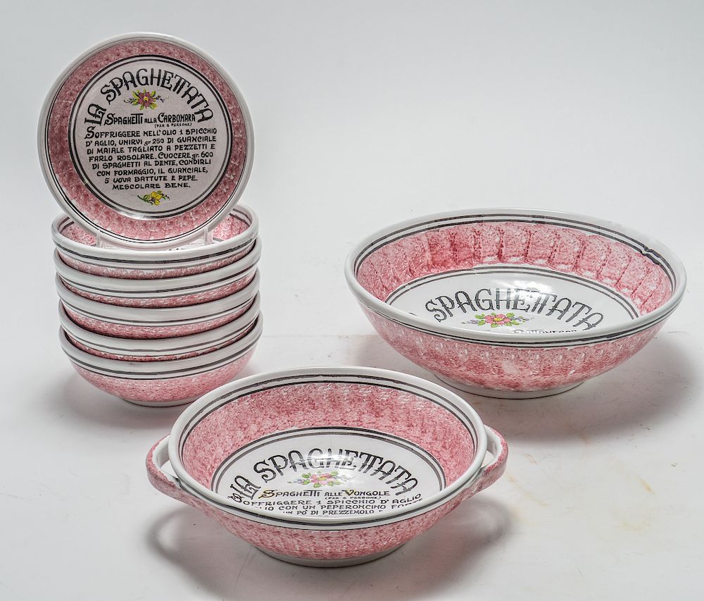 Appraisal: Italian Pottery La Spaghettata Bowls w Recipes Set of eight