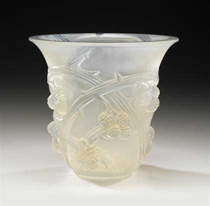 Appraisal: Lalique 'Mures' pattern glass vase second quarter th century Of