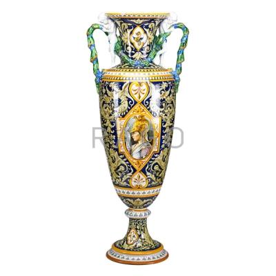 Appraisal: RICHARD GINORI ITALIAN FAIENCE URN Elaborately decorated with classical motifs