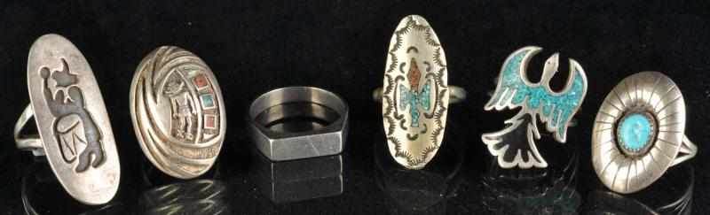 Appraisal: Lot of Native American Indian Rings Description Two are artist