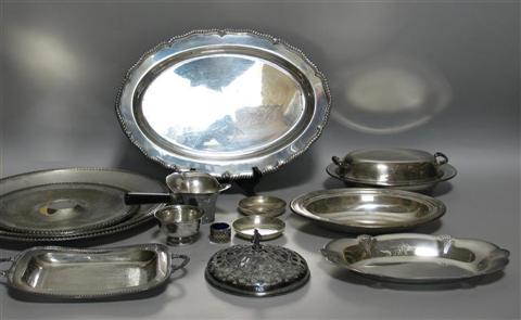 Appraisal: GROUP OF MISCELLANEOUS SILVERPLATE Including covered servied dish ashtrays large