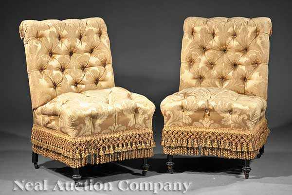 Appraisal: A Pair of American Renaissance Slipper Chairs in the Turkish