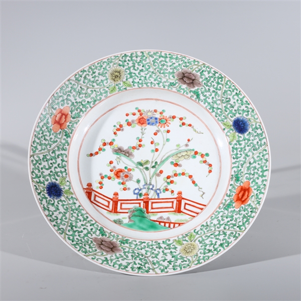 Appraisal: Chinese famille verte enameled porcelain charger with allover floral designs