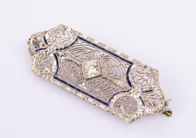 Appraisal: An Art Deco diamond and k white gold brooch the