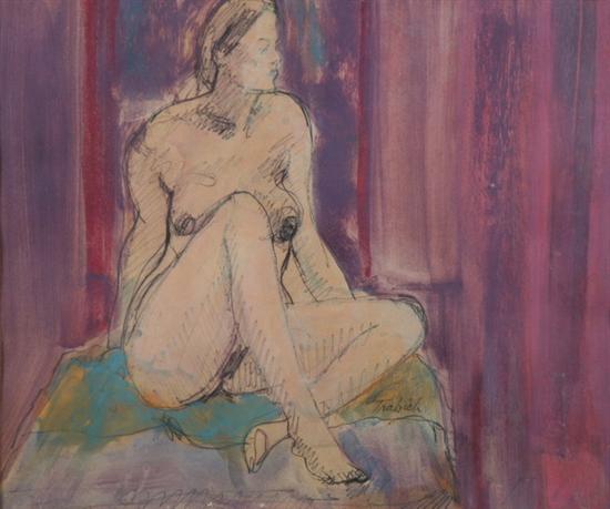 Appraisal: IRVING TRABICH American contemporary NUDE FIGURE SITTING signed lower right