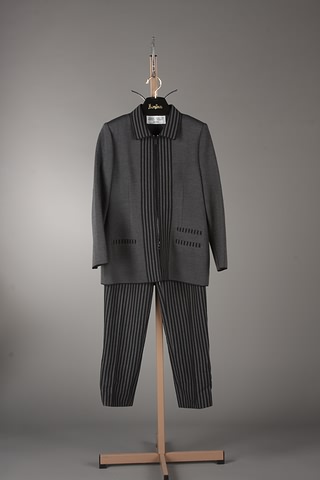 Appraisal: Aurora Ruffolo Christian Ruperto black grey stripe silk wool blend