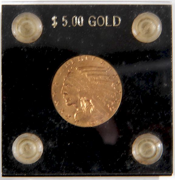 Appraisal: Five Dollar Indian Gold circulated Indian gold piece Condition Please