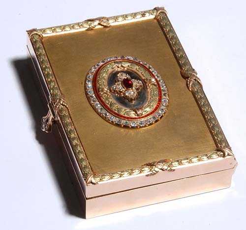 Appraisal: GOLD AND DIAMOND RUBY MINAUDI RE ca and th century