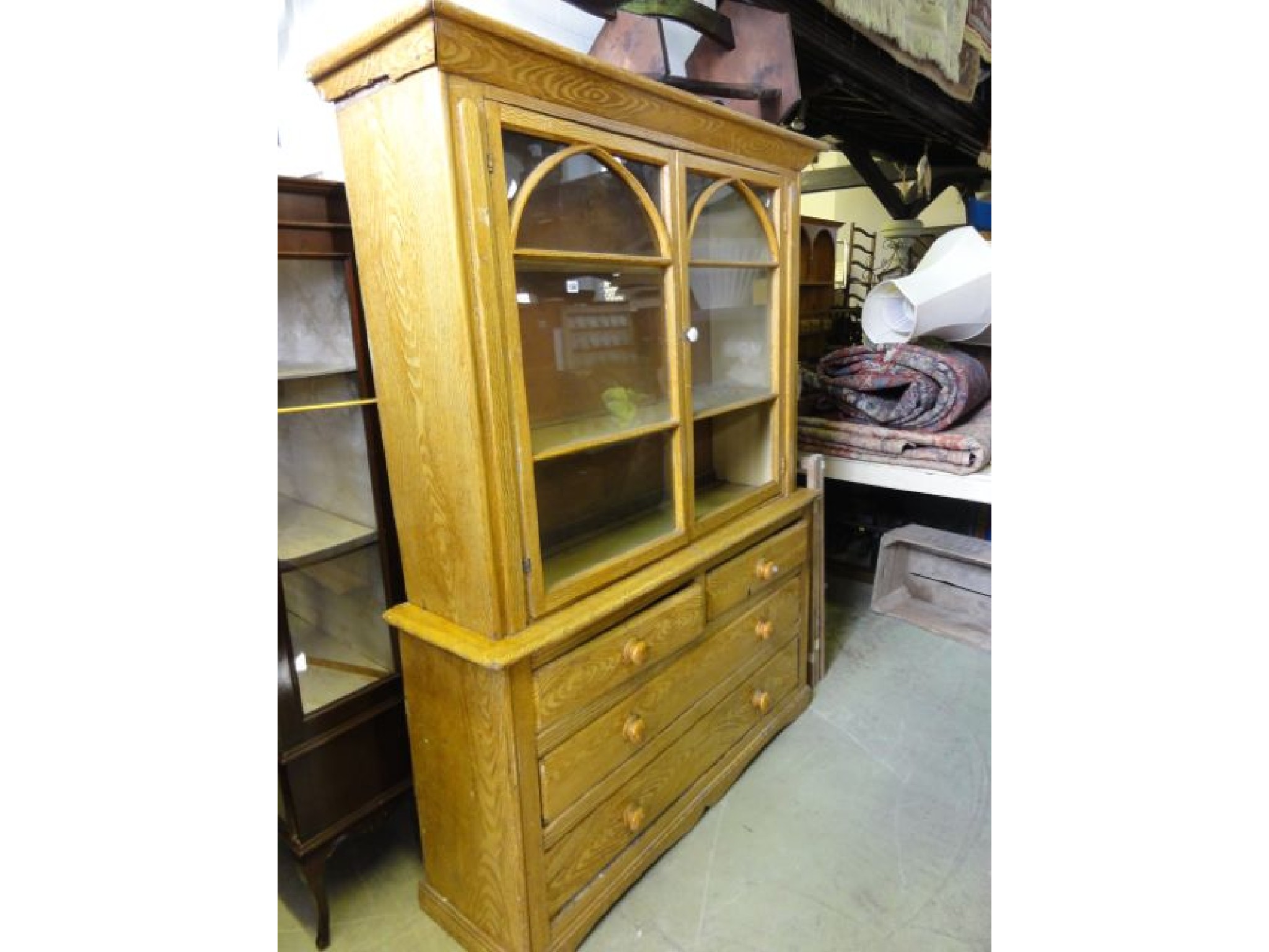 Appraisal: A th century scumbled pine kitchen dresser the upper section