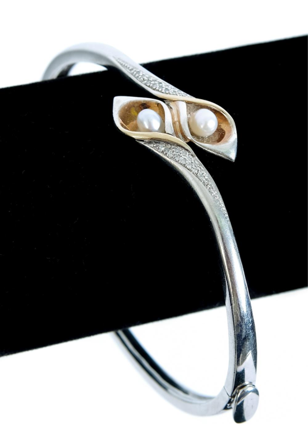 Appraisal: K GOLD STERLING SILVER CALLA LILY BRACELET k yellow gold