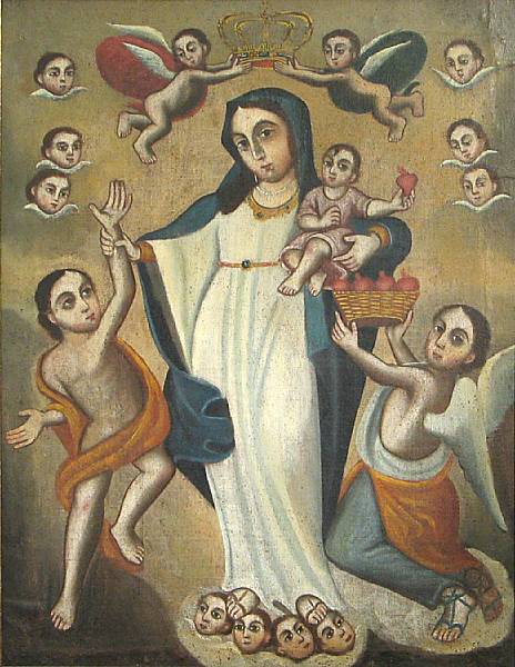 Appraisal: Spanish Colonial School Our Lady of Light oil on canvas