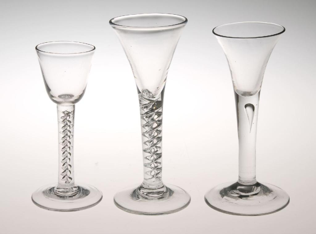 Appraisal: MID- th CENTURY PLAIN STEMMED WINE GLASS with drawn trumpet