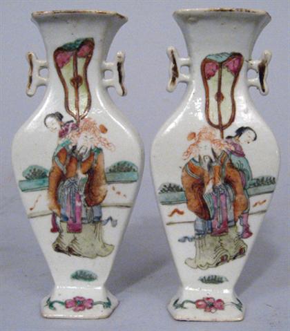 Appraisal: Small pair of Chinese famille rose wall vases late th