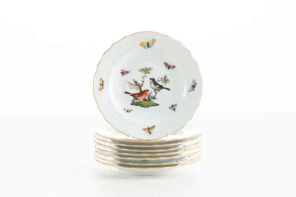 Appraisal: Eight Herend Rothschild Bird salad plates A set of eight