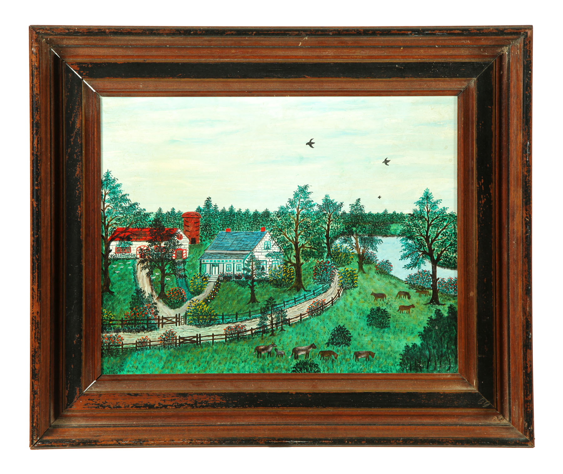 Appraisal: FOLKSY LANDSCAPE SIGNED W MULLER AMERICAN EARLY TH CENTURY Oil