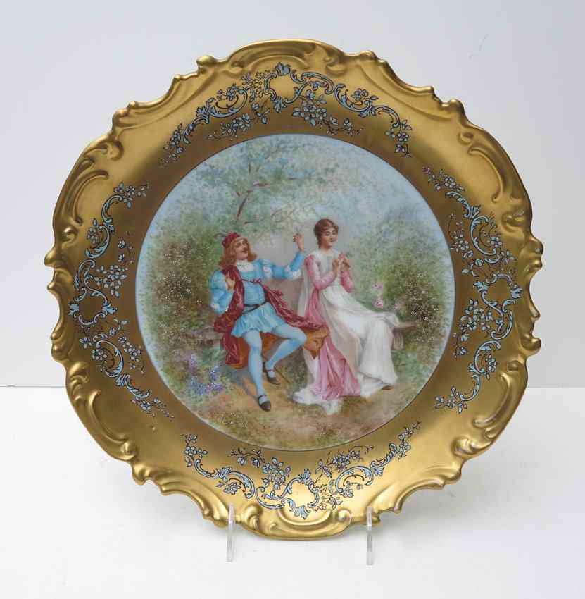 Appraisal: FRENCH LIMOGES CABINET PLATE Flambeau China Ca 's Ornate wide