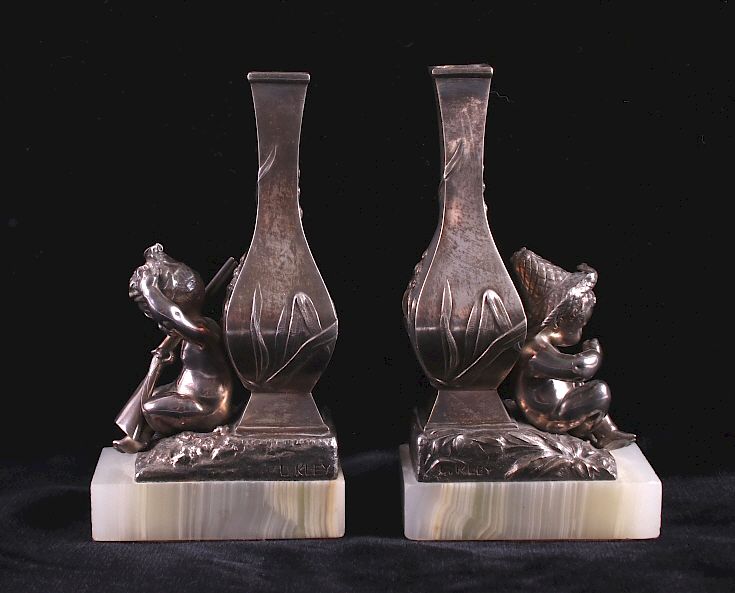 Appraisal: Original Louis Kley Gilt Bronze Bud Vases This is a