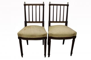 Appraisal: Pair of Antique Continental Chairs Bronze Mounts Pair of Antique