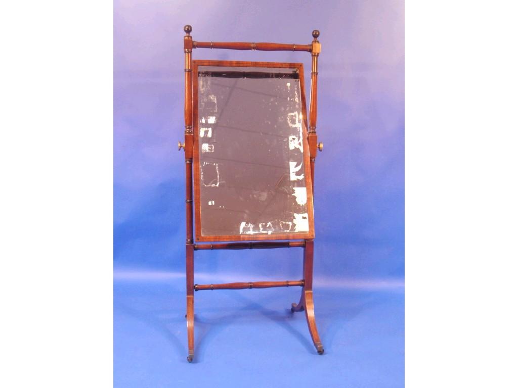 Appraisal: An early thC mahogany cheval mirror the rectangular bevel plate