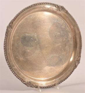 Appraisal: Vintage Sterling Silver Circular Tray Shell and gadrooned border troy