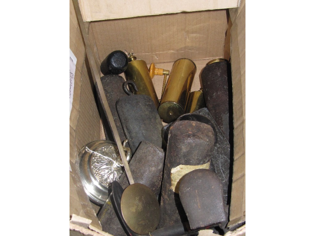 Appraisal: Box of longcase clock weights etc and a pendulum