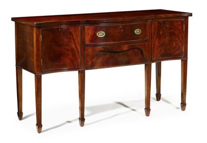 Appraisal: Georgian style mahogany serpentine sideboard The serpentine top over a