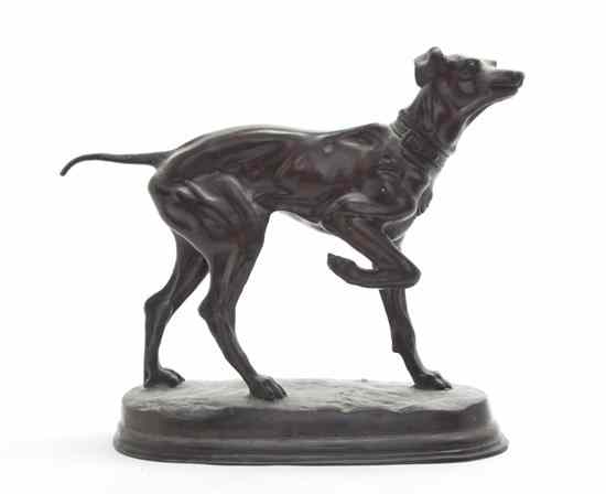 Appraisal: A Continental Bronze Figure after Bayre depicting a standing pointer