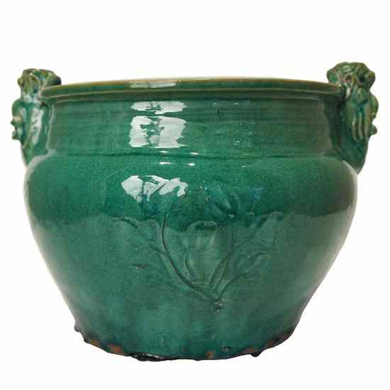 Appraisal: A Chinese Green Glazed Pottery Fish Bowl or Planter of