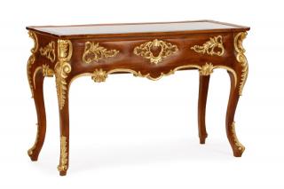 Appraisal: Louis XV Style Walnut and Giltwood Vitrine Table French late