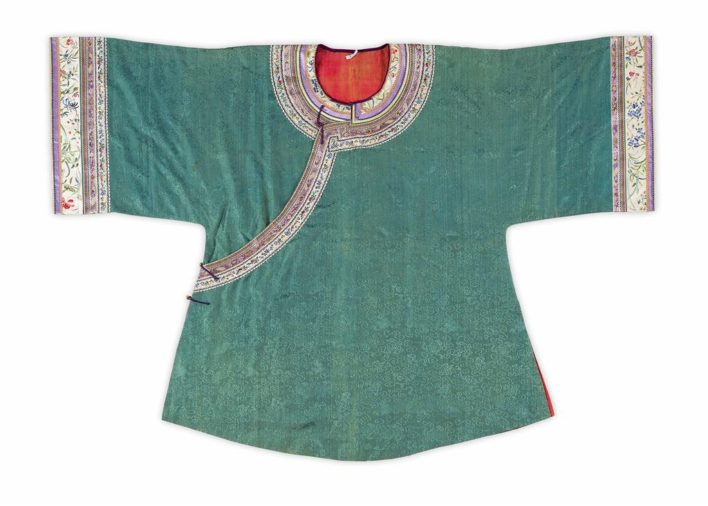 Appraisal: TWO GREEN SILK BROCADE INFORMAL DAY JACKETS LATE QING DYNASTY