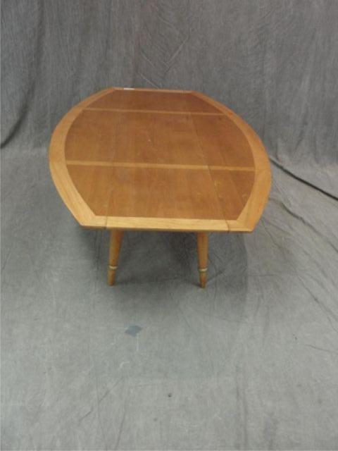 Appraisal: Midcentury Inlaid Drop Leaf Coffee Table With brass trimmed legs