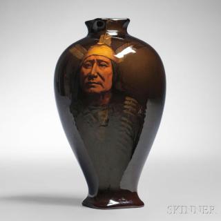 Appraisal: Rookwood Pottery Portrait Vase Glazed ceramic Decorated by Sturgus Lawrence