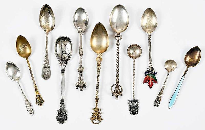 Appraisal: Miniature Collectible Spoons Approx fourteen sterling four English silver six