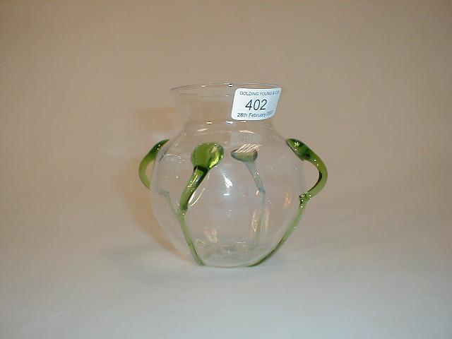 Appraisal: A Webb style vase clear body with green drawn thread