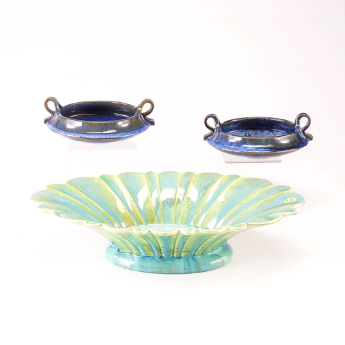 Appraisal: FULPER Three bowls in crystalline glazes one flaring and fluted