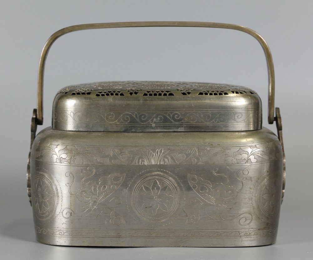 Appraisal: Chinese white bronze hand warmer possibly Republican period possibly Republican