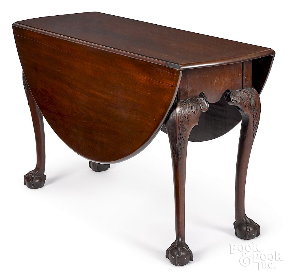 Appraisal: George III mahogany drop-leaf dining table George III mahogany drop-leaf