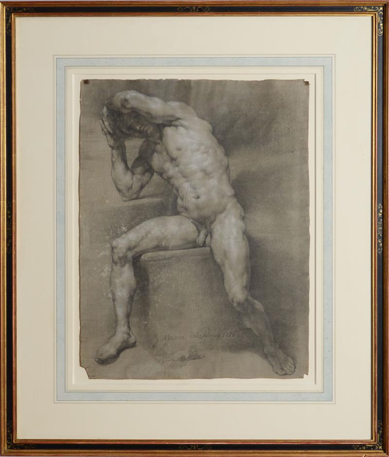 Appraisal: ANTON VON MARON - STUDY OF A MALE FIGURE Chalk