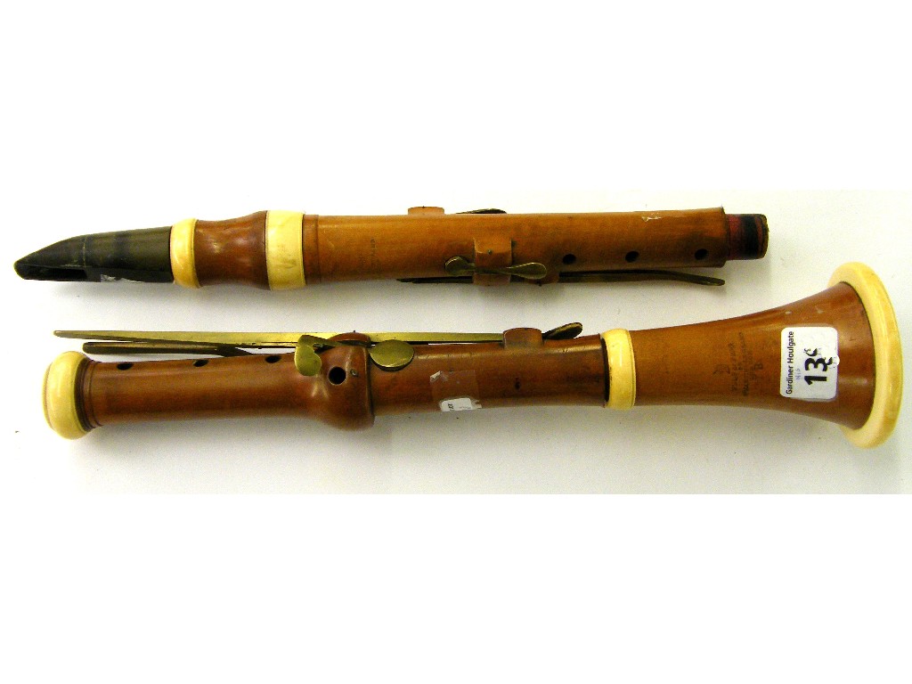 Appraisal: English boxwood and ivory mounted clarinet by Wolf Fig circa