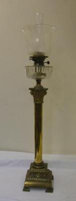 Appraisal: A VICTORIAN BRASS OIL LAMP modelled as a Corinthian column