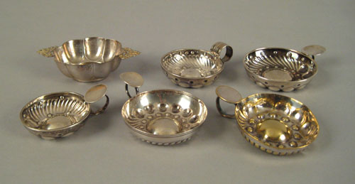 Appraisal: Five French silver wine tasters th th c together with