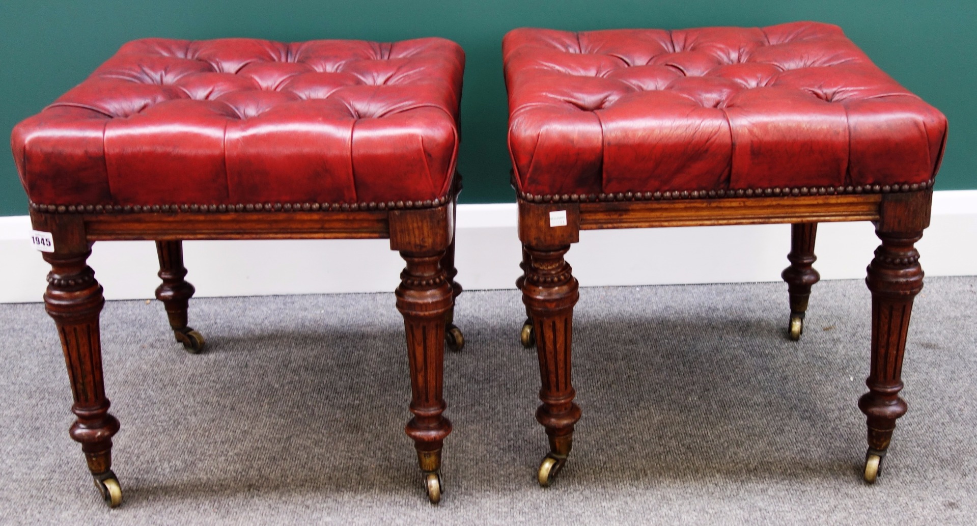 Appraisal: A pair of made up th century oak framed footstools